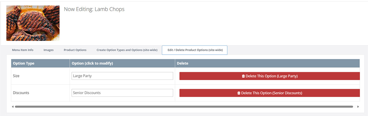 Edit and delete options