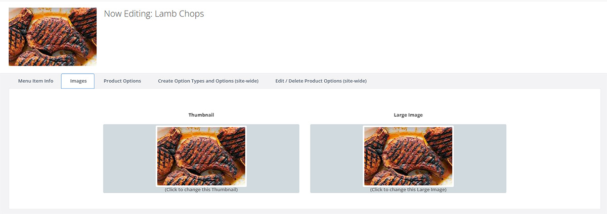 Edit Images for your menu items